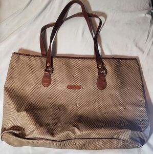 I Santi Brown And Tan Pattetn Logo Tote Bag Minor Flaws 20x12